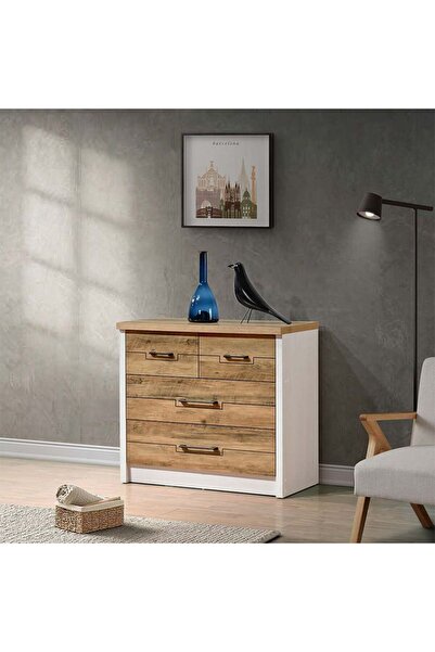 danube Swann 3-Drawer Young Dresser in Summer Oak & Pearl White - Durable Engineered Wood, 2-Year Warranty