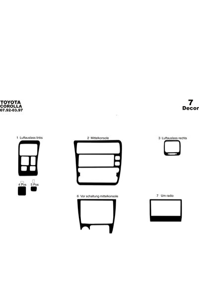 Marscockpitdesign تويوتا كورولا كونسول-توردو 1992-1997 7 قطع