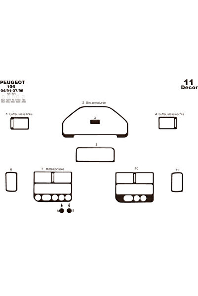 Marscockpitdesign بيجو 106 كونسول-توربيدو 1991-1996 11 قطعة