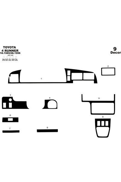 Marscockpitdesign تويوتا 4 رانر وحدة التحكم-توبوردو 1989-1996 9 قطع