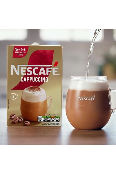 Nescafe NESCAFÉ Instant Coffee - Cappuccino 8 x 15.5g, 100% Responsible Sources Pack - 1 Piece
