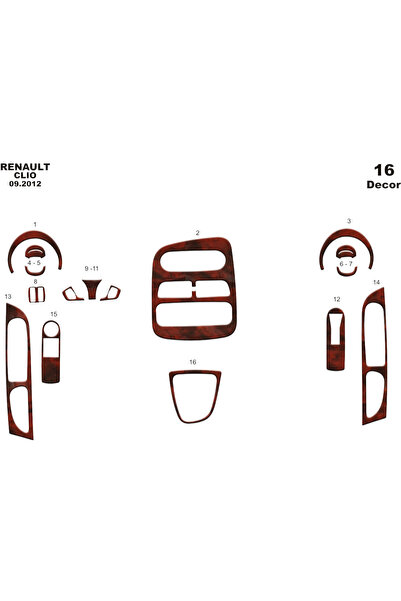 Marscockpitdesign رينو كليو 4 بيانو أسود مطلي 2012 16 قطعة