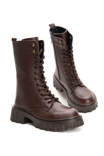 Bulls & Gulls Genuine Leather Thick Rubber Non-Slip Sole Lace-Up Zippered Boots