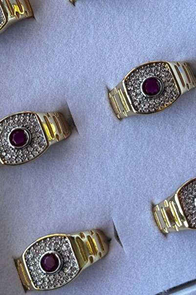 TAKIŞTIR Gold Color Stone Detailed Adjustable Ysx Ring