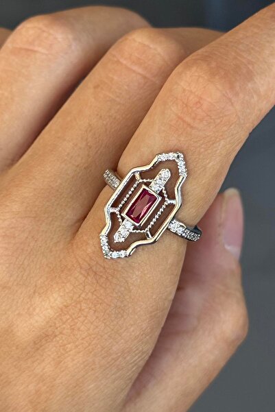 TAKIŞTIR Silver Color Stone Detailed Adjustable Ring