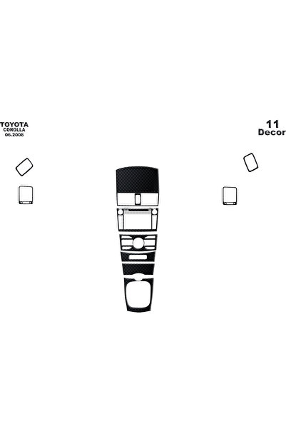 Marscockpitdesign تغطية سوداء لامعة لتويوتا كورولا 2007-2011 11 قطعة