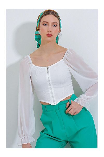 IŞILDA FASHION Bluză de damă cu guler pătrat față și spate