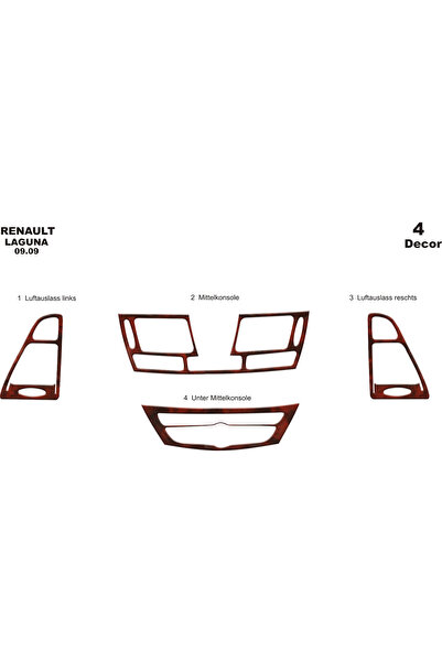 Marscockpitdesign رينو لاجونا وحدة التحكم-توردتو 2009 4 قطع