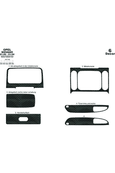 Marscockpitdesign أوبل موفانو ماستر إنترستار كونسول-توربيدو 1999-2003 6 قطع