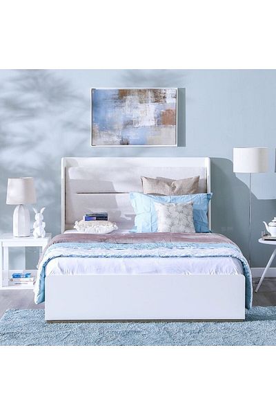 Danube Home V2 Eliza 150x200 Queen Bed - Matte White/Oak L158.2xW206.3xH130cm