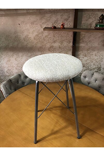 anılan Mutfak Taburesi, Balkon, Bahçe Taburesi,Metal Tabure Metal Ayaklı Antrasit Kumaş