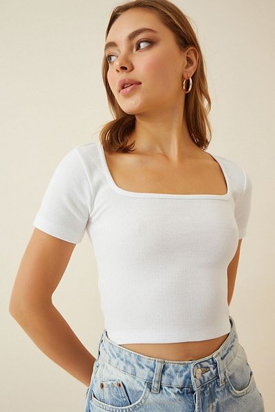 IŞILDA FASHION Women's Square Neck Crop