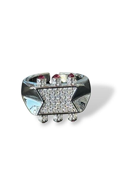 TAKIŞTIR Silver Color Stone Detailed Adjustable Ring