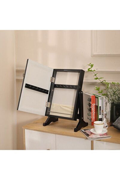 Danube Home Nemya Small Jewelry Cabinet with Mirror - Black, Bedroom Storage - 30x20x46cm, 2-Year Warranty