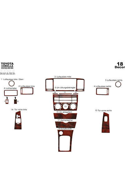 Marscockpitdesign تويوتا كورولا كونسول-توردو 2002-2004 18 قطعة