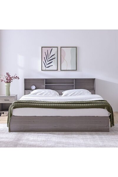 Danube Home Gamorah 180X200 King Bed Set+1 Nightstand+Dresser/Mirror & Stool-Warm Grey