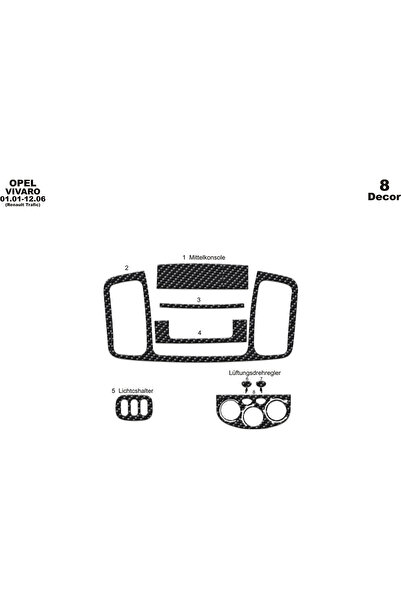 Marscockpitdesign أوبل فيفارو - وحدة تحكم المرور - توربيدو 2001-2006 8 قطع