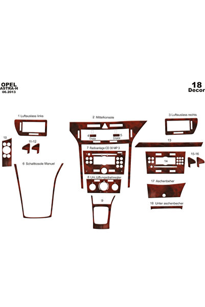 Marscockpitdesign أوبل أسترا H كونسول-توربيدو 2013 18 قطعة