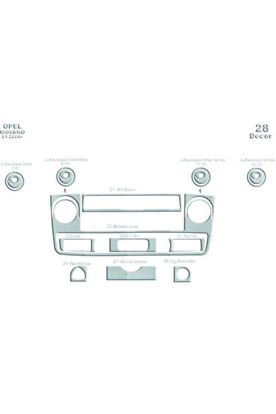 Marscockpitdesign أوبل موفانو ماستر إنترستار كونسول-توربيدو 2004-2009 28 قطعة