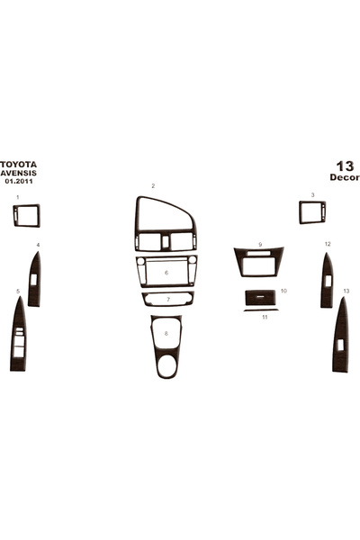 Marscockpitdesign غطاء كونسول تويوتا أفينسيس 2011 13 قطعة