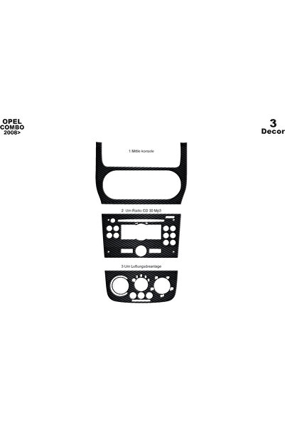 Marscockpitdesign أوبل كومبو كونسول-توربيدو 2008 3 قطع