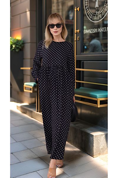 dilber fashion Button Back Polka Dot Dress