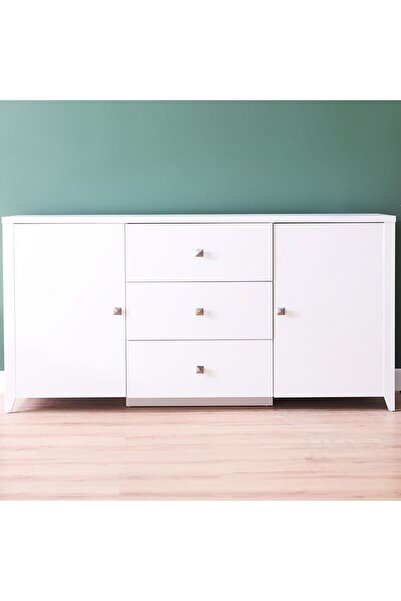 Danube Home Heather White Dining Sideboard - Durable & Modern MDF Cabinet with 2-Year Warranty, 160x39x80cm
