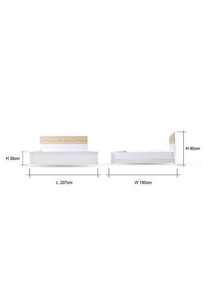 Danube Home Aurora 180x200 King Bed - White/Natural Oak L207xW190xH90cm