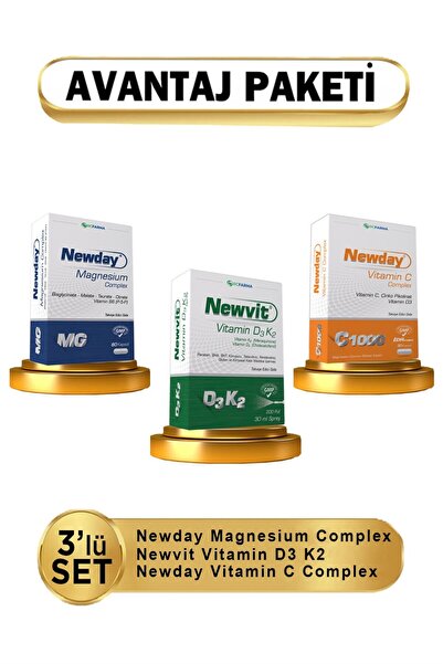 Rcfarma Newday Magnezyum + Newvit D3K2 + Newday Vitamin C 3 Lü ( Avantaj Paket )