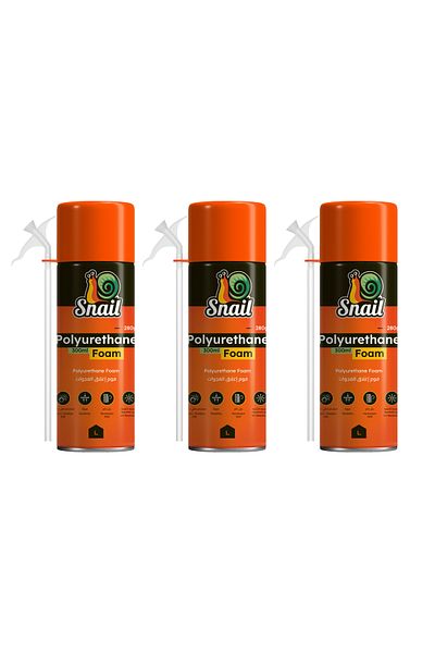 Lawazim Snail PU Foam Spray Set of 3 - 300ml Crack Gap Filler Sealant for Insulation & Construction