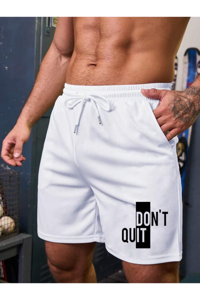 dont quıt Men's White Slimfit Mold Dont Quit Printed