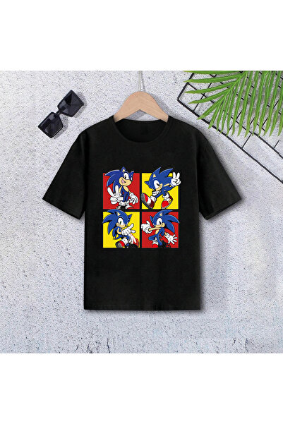 SVART WEAR تي شيرت سونيك برقبة دائرية 100% قطن مطبوع بأكمام قصيرة للأطفال والمراهقين