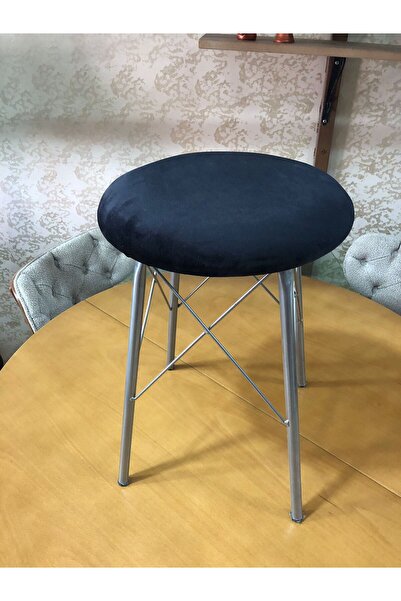 Mutfak Taburesi, Balkon, Bahçe Taburesi,Metal Tabure Metal Ayaklı Antrasit Kumaş
