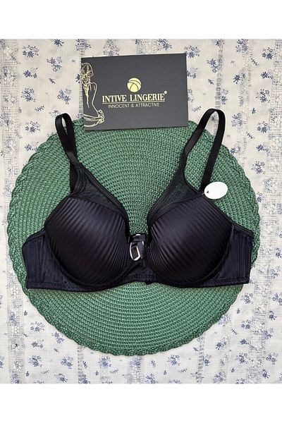 İntive Lingerie Evelyn Shiny Satin Line Λεπτομερής κούπα C Underwire Unpadded Μπροστινό Τούλι Λεπτομερής κομψό σουτιέν