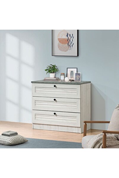 Danube Home Zenith 3-Drawer Kids Dresser in White Oak & Cement - Stylish Bedroom Storage with 2-Year Warranty