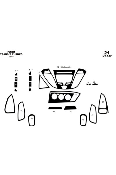 Marscockpitdesign فورد ترانزيت ديلوكس كونسول-توربيدو 2014 20 قطعة