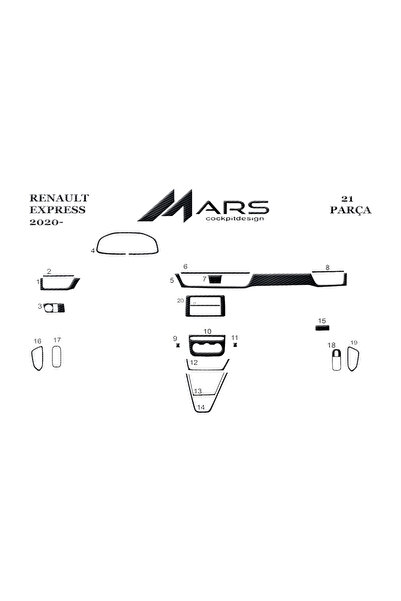 Marscockpitdesign رينو اكسبريس 2020- كونسول - توربيدو 21 قطعة