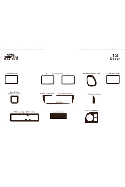 Marscockpitdesign أوبل فرونتيرا وحدة التحكم-توبيردو 1995-1998 13 قطعة