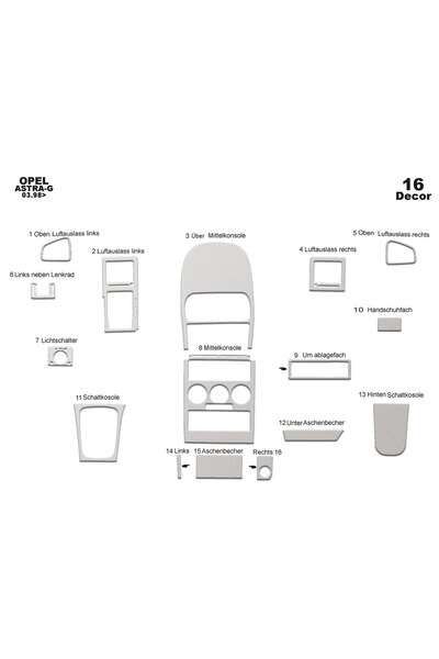 Marscockpitdesign أوبل أسترا جي وحدة التحكم-توبيردو (تكييف الهواء الرقمي) 199...