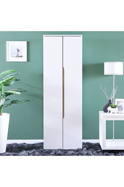 Danube Home خزانة أحذية بيل ببابين - 30 زوجًا - لون أبيض/بلوط - تخزين خشبي أن...