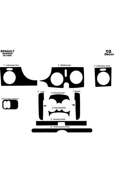 Marscockpitdesign رينو كانجو كيوبستار وحدة التحكم-توبيردو 1998-2008 10 قطع