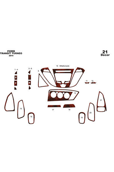 Marscockpitdesign فورد ترانزيت ديلوكس كونسول-توربيدو 2014 20 قطعة
