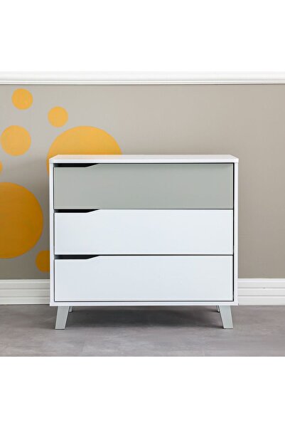 danube Genius 3-Drawer Kids Dresser - White & Grey, Engineered Wood, 2-Year Warranty, Made in Malaysia