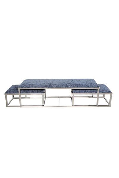 Danube Home Napoleon Bench Set of 3 - Navy Blue L150xW50xH46cm