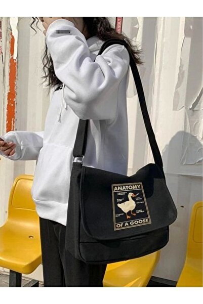 Violon حقيبة ماسنجر سوداء للجنسين من ديك أتومي مطبوع