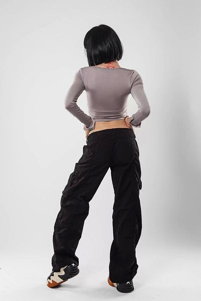 Bak Moda Wide Leg Black Parachute Pants