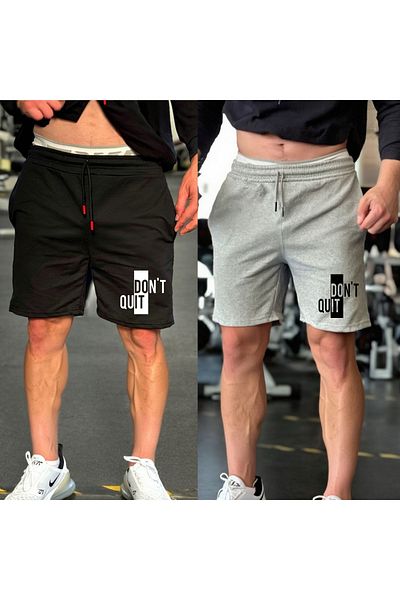 dont quıt Ανδρικό 2 τεμάχιο μαύρο γκρι σορτς Slimfit Mold DONT QUIT με στάμπα