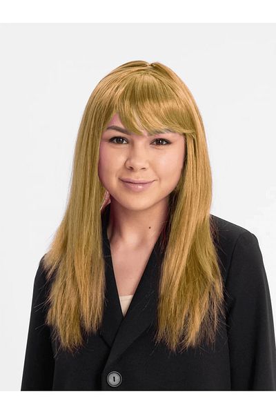 doremodam Gold Color Straight Cut Lined Inside Long Party Wig False Hair - Lisinya