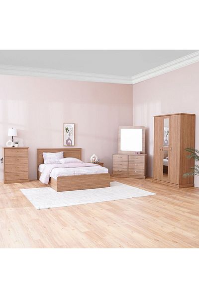 Danube Home Zirco 150X200 Queen Bed with Storage - Brown Oak L159xW209.8xH102.6cm