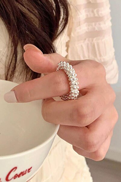 TAKIŞTIR Silver Color Ball Detailed Adjustable Ring